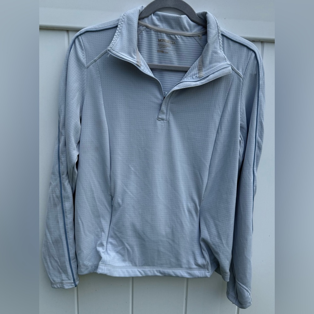 Mondetta Wonen’s Lightweight Sky Blue Quarter-Zip Pullover Shirt Size Large NWOT - Picture 6 of 14